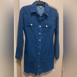 Blue Denim Button-Up Dress